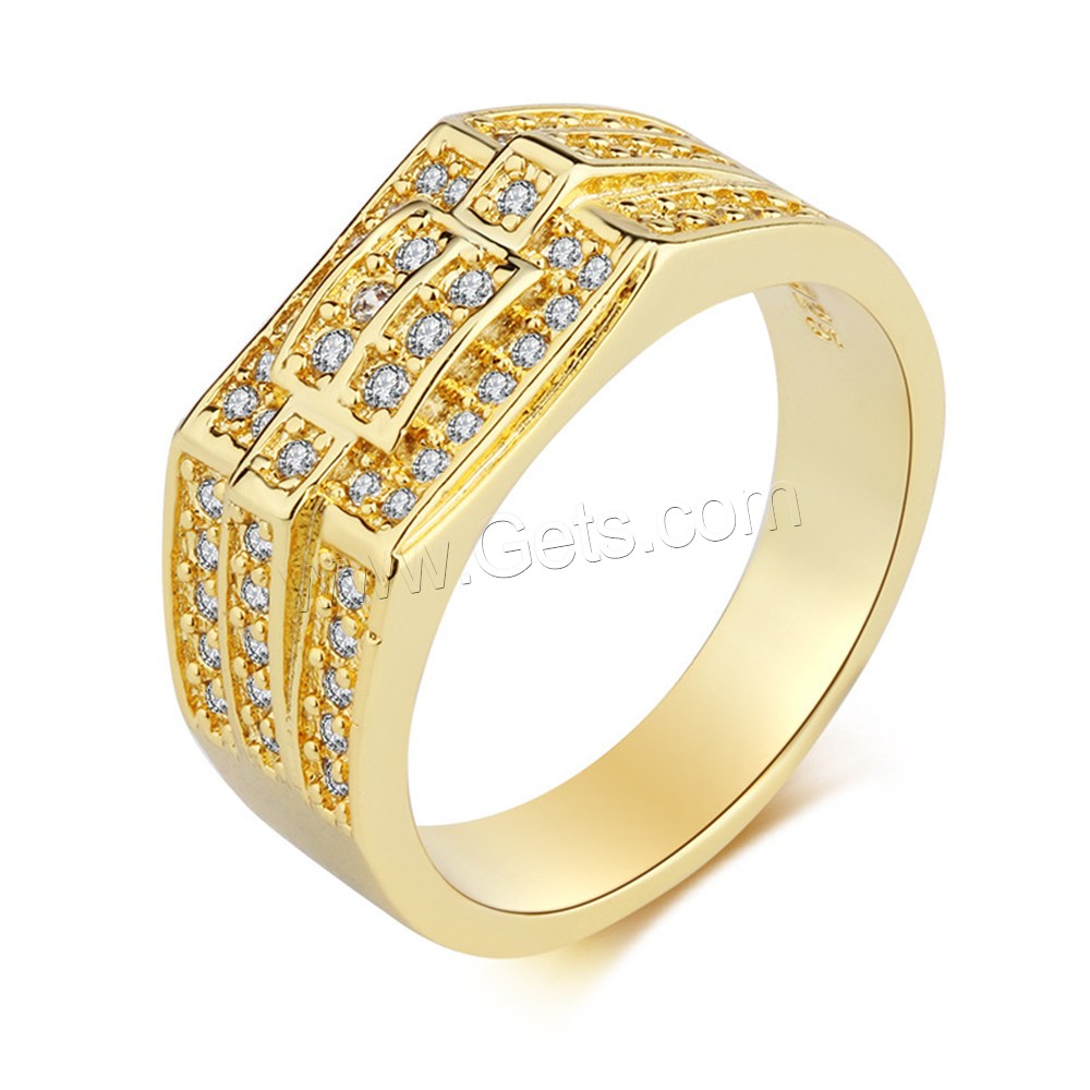 Zinc Alloy Finger Ring, gold color plated, different size for choice & for man & with rhinestone, 9.4mm, Sold By PC
