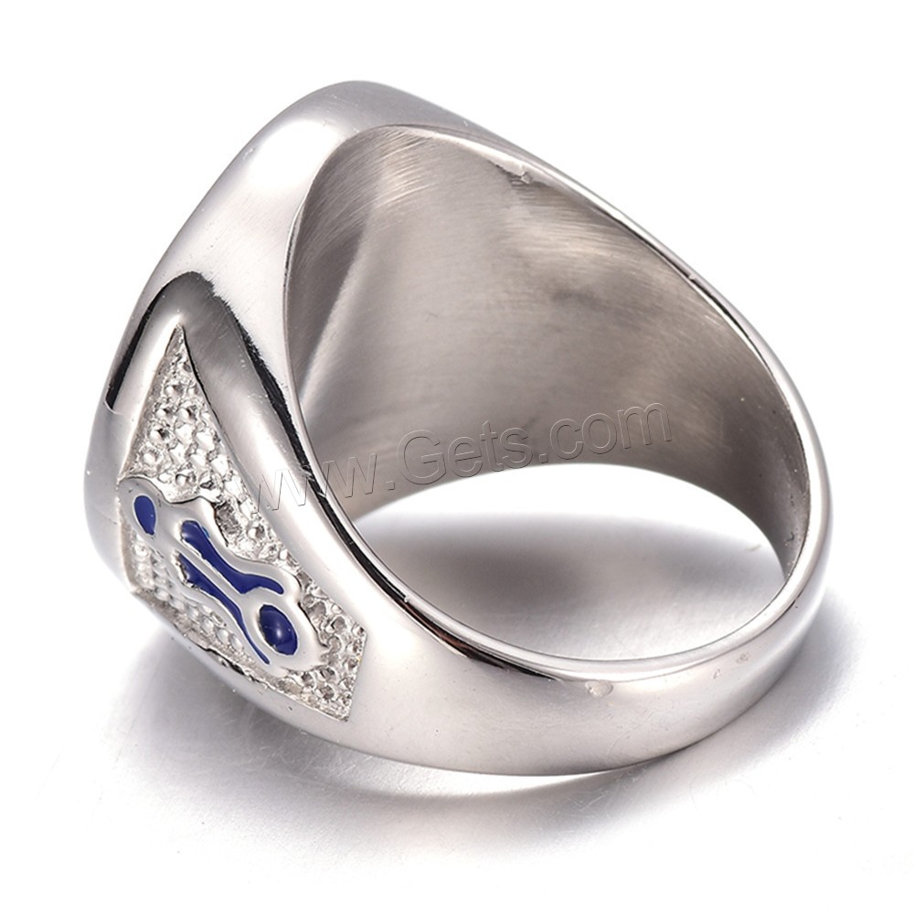 Zinc Alloy Finger Ring, plated, different size for choice & with letter pattern & for man & enamel, 23mm, Sold By PC