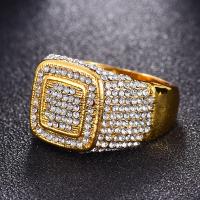 Zinc Alloy Finger Ring, plated & for man & with rhinestone 15.25mm 