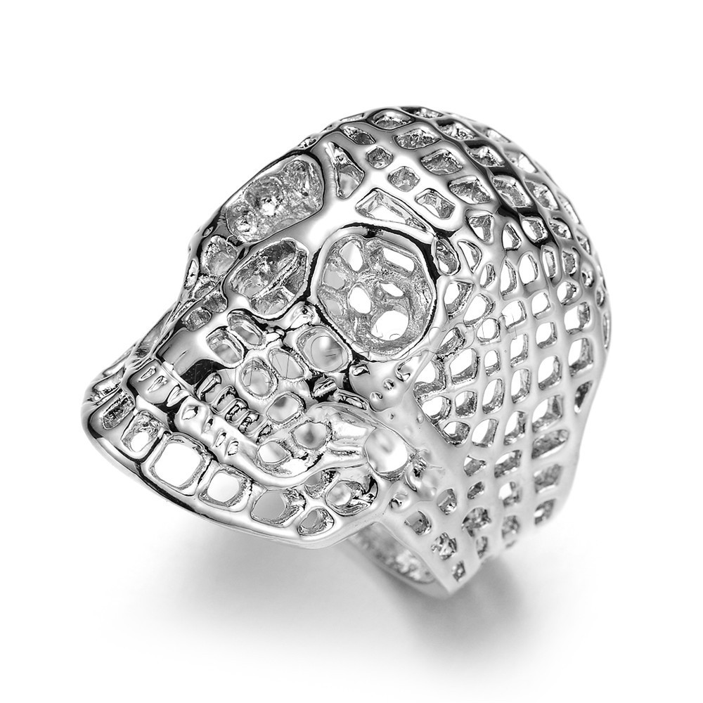 Zinc Alloy Finger Ring, Skull, plated, punk style & different size for choice & for man & hollow, more colors for choice, 20.3mm, Sold By PC
