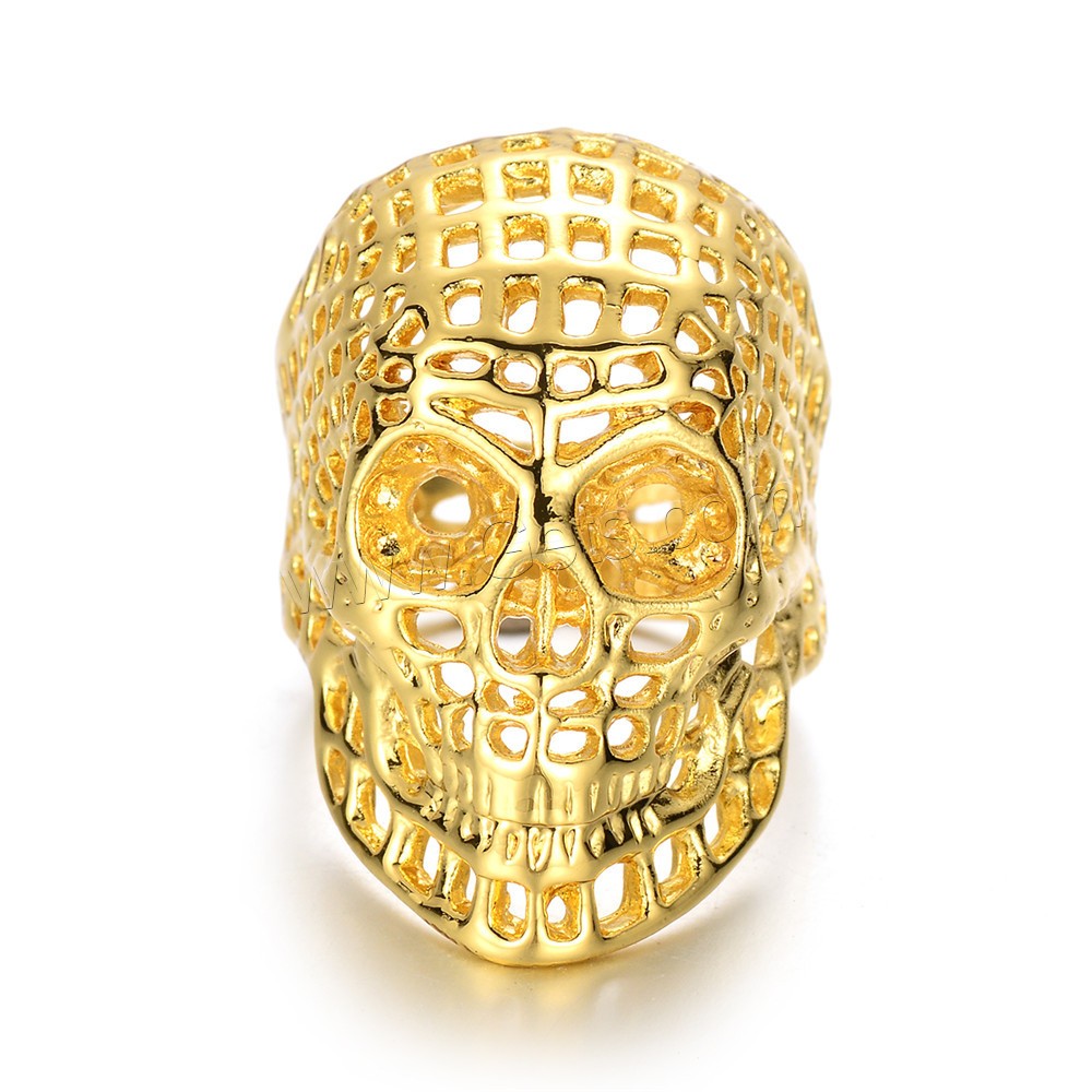 Zinc Alloy Finger Ring, Skull, plated, punk style & different size for choice & for man & hollow, more colors for choice, 20.3mm, Sold By PC
