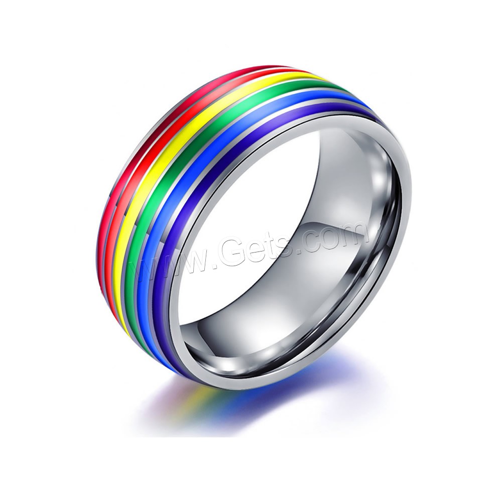 Титан Сталь палец кольцо, титан, Мужская & разный размер для выбора & эмаль, оригинальный цвет, 8mm, продается PC