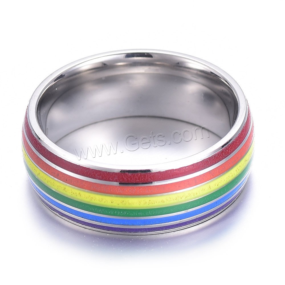 Титан Сталь палец кольцо, титан, Мужская & разный размер для выбора & эмаль, оригинальный цвет, 8mm, продается PC