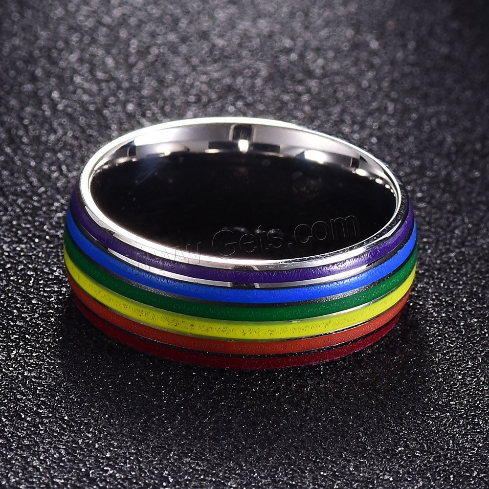 Anillo de dedo de acero Titanium de, Partículas de acero, unisexo & diverso tamaño para la opción & esmalte, color original, 8mm, Vendido por UD