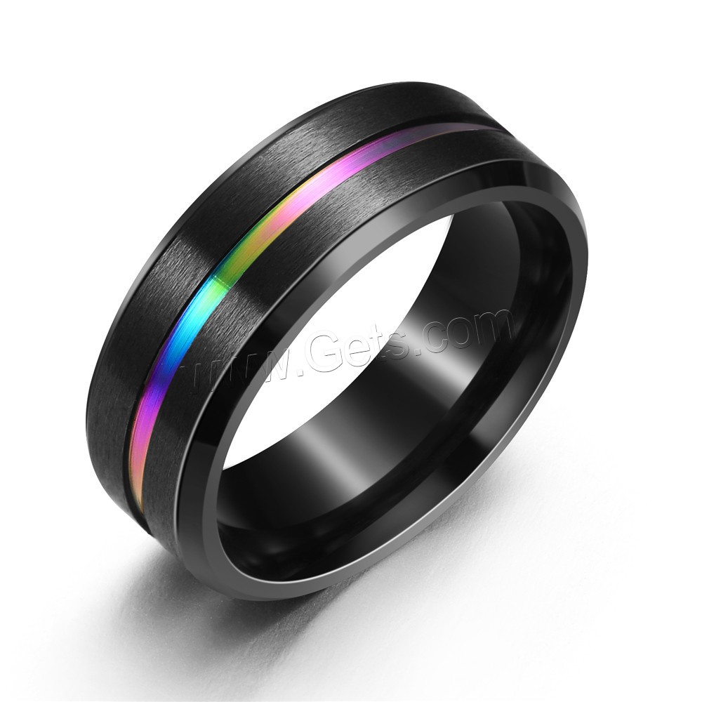 Stainless Steel Finger Ring, black ionic, Unisex & different size for choice, 8mm, Sold By PC