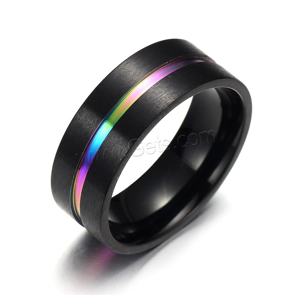 Stainless Steel Finger Ring, black ionic, Unisex & different size for choice, 8mm, Sold By PC