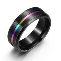 Stainless Steel Finger Ring, black ionic, Unisex 8mm 
