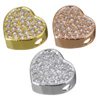 Cubic Zirconia Micro Pave Brass Connector, Heart, plated, micro pave cubic zirconia & 1/1 loop Approx 2mm 