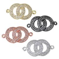 Cubic Zirconia Micro Pave Brass Connector, Donut, plated, micro pave cubic zirconia & 1/1 loop Approx 1.5mm 