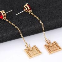 Cubic Zircon Brass Earring, real gold plated, for woman & with cubic zirconia, nickel, lead & cadmium free 