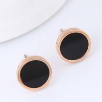Titanium Steel Stud Earring, with Acrylic, Round, gold color plated, for woman, 10mm 