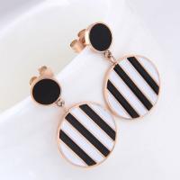 Titanium Steel Drop Earring, with Acrylic, Round, gold color plated, for woman & enamel 