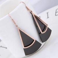 Titanium Steel Drop Earring, with Acrylic, Triangle, gold color plated, for woman 