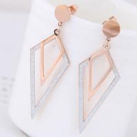 Titanium Steel Drop Earring, with Acrylic, Rhombus, gold color plated, for woman 