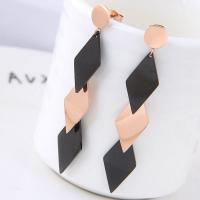 Titanium Steel Drop Earring, with Acrylic, Rhombus, gold color plated, for woman 