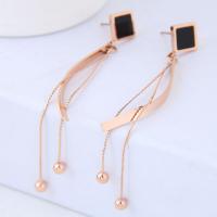 Titanium Steel Drop Earring, with Acrylic, gold color plated, for woman 