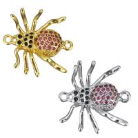 Cubic Zirconia Micro Pave Brass Connector, Spider, plated, micro pave cubic zirconia & 1/1 loop Approx 1.5mm 
