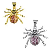 Animal Brass Pendants, Spider, plated, micro pave cubic zirconia Approx 