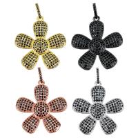 Brass Flower Pendants, plated, micro pave cubic zirconia Approx 