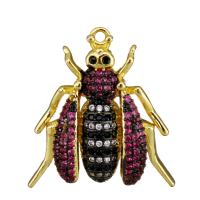Animal Brass Pendants, Insect, real gold plated, micro pave cubic zirconia Approx 1.5mm 