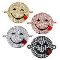 Cubic Zirconia Micro Pave Brass Connector, Smiling Face, plated, micro pave cubic zirconia & enamel & 1/1 loop Approx 1.5mm 