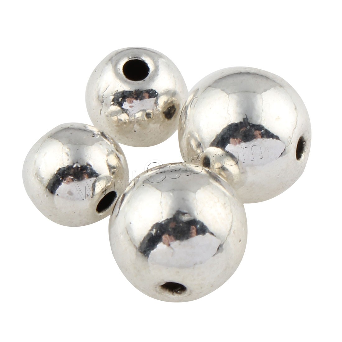Zinc Alloy Jewelry Beads, Round, silver color plated, different size for choice, lead & cadmium free, 6-8mm, Hole:Approx 1mm, Sold By KG