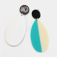 Resin Zinc Alloy Earring, with Zinc Alloy, Teardrop, gold color plated, for woman 