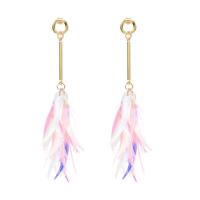 Zinc Alloy Tassel Earring, with Plastic, gold color plated, for woman 