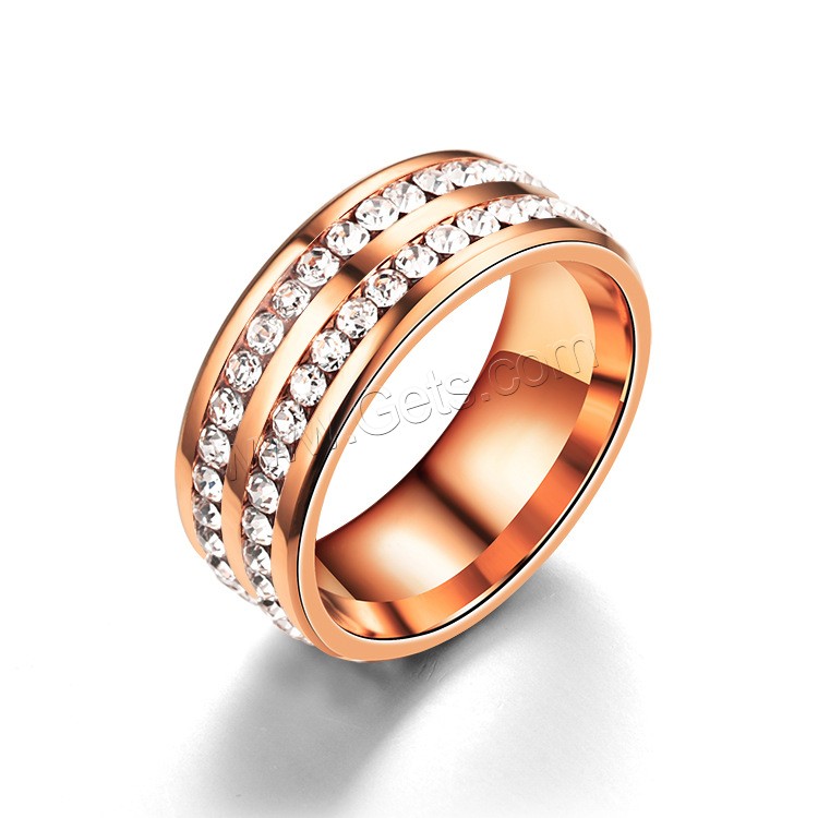 Anilo de dedo de acero inoxidable, chapado, unisexo & diverso tamaño para la opción & con diamantes de imitación, más colores para la opción, Vendido por UD