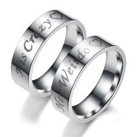 Stainless Steel Couple Ring, Unisex  & with letter pattern, original color 