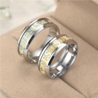 acero inoxidable anillo, con resina, chapado, unisexo & diverso tamaño para la opción & con el patrón de la letra & luminoso, más colores para la opción, Vendido por UD