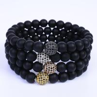Lava Bead Bracelet, with Brass, plated, Unisex & micro pave cubic zirconia 8mm, 10mm 