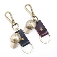 Zinc Alloy Key Chain, with Leather, Hat, plated, Unisex 