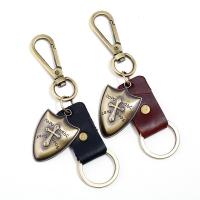Zinc Alloy Key Chain, with Leather, antique bronze color plated 35mm 