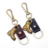 Zinc Alloy Key Chain, with Leather, Shoes, antique bronze color plated 