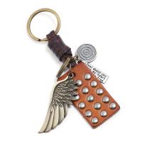 Zinc Alloy Key Chain, with Leather, plated 