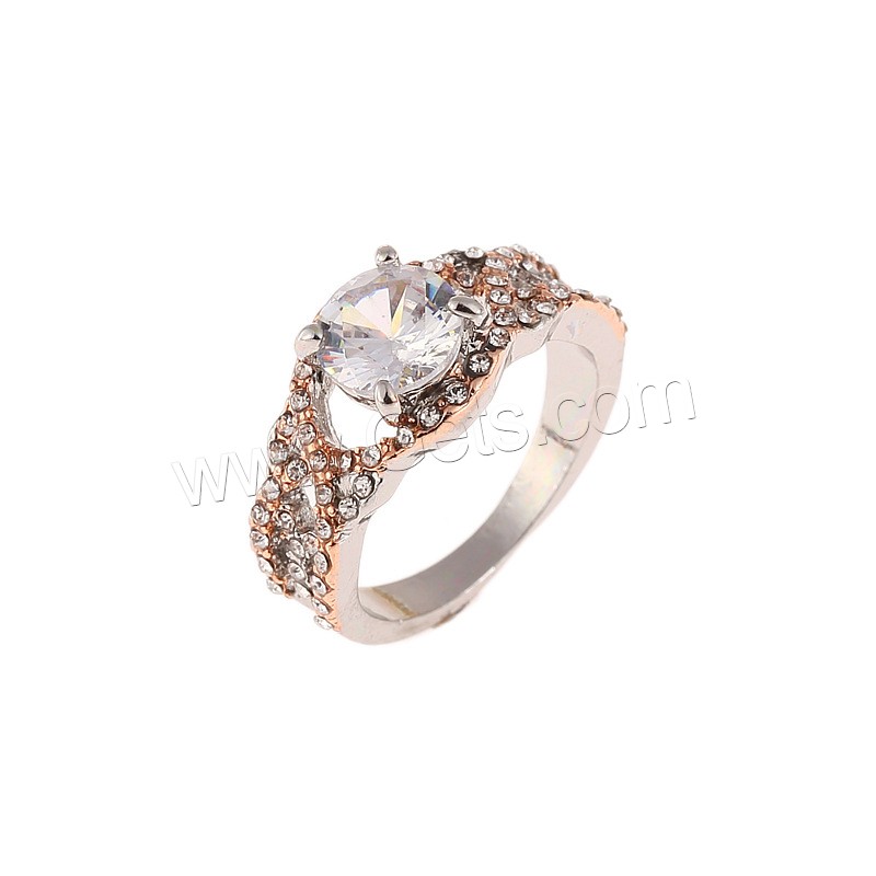 Rhinestone Zinc Alloy Finger Ring, rose gold color plated, different size for choice & for woman & with rhinestone, Sold By PC