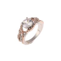 Rhinestone Zinc Alloy Finger Ring, rose gold color plated & for woman & with rhinestone 