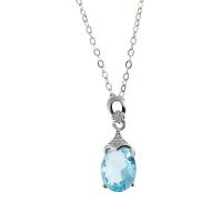 Crystal Zinc Alloy Necklace, with Crystal, with 2inch extender chain, Teardrop, silver color plated, oval chain & for woman & faceted & with rhinestone Approx 18.1 Inch 