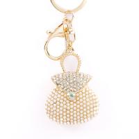 Zinc Alloy Key Chain, with Plastic Pearl, Handbag, plated, with rhinestone 