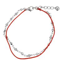 Stainless Steel Charm Bracelet, with Nylon Cord, with 1.5Inch extender chain, with bell & for woman & , original color   1mm Approx 8 Inch 