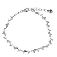 Stainless Steel Charm Bracelet, with 1.5Inch extender chain, Dolphin, with bell & bar chain & for woman, original color  1mm Approx 8 Inch 