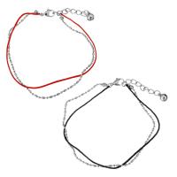 Stainless Steel Charm Bracelet, with Nylon Cord, with 1.5Inch extender chain, with bell & for woman 1mm Approx 8 Inch 