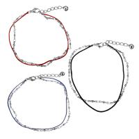 Stainless Steel Charm Bracelet, with Nylon Cord, with 1.5Inch extender chain, with bell & bar chain & for woman 1mm Approx 8 Inch 