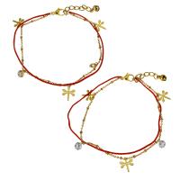 Stainless Steel Charm Bracelet, with Nylon Cord & Crystal, with 1.5Inch extender chain, Dragonfly, gold color plated, with bell & oval chain & for woman 1mm Approx 8.5 Inch 