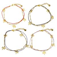 Stainless Steel Charm Bracelet, with Nylon Cord, with 1.5Inch extender chain, Dragonfly, gold color plated, with bell & oval chain & for woman 1mm Approx 8.5 Inch 
