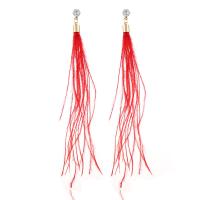Feather Drop Earring, with Zinc Alloy, gold color plated, for woman & with rhinestone 