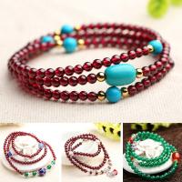 Garnet Wrap Bracelet, with Synthetic Turquoise & Zinc Alloy, gold color plated, for woman & multi-strand 4mm Approx 21 Inch 
