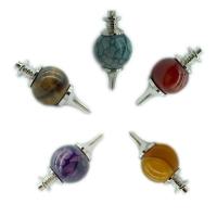 Agate Zinc Alloy Pendants, with Agate, silver color plated, folk style 45mm, 12mm Approx 2-3mm 