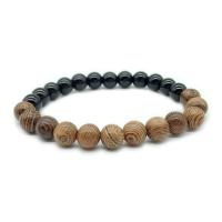 Black Agate Bracelet, with Wenge, Unisex & radiation protection, 8mm Approx 7 Inch 